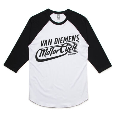 Van Diemens Motorcyles | 3/4 Raglan Tee | Black Logo  Thumbnail