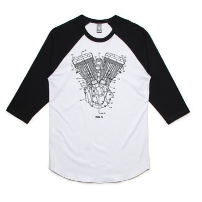 Van Diemens Motorcyles | 3/4 Raglan Tee | Patent Engine Thumbnail