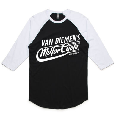 Van Diemens Motorcyles | 3/4 Raglan Tee | White Logo Thumbnail