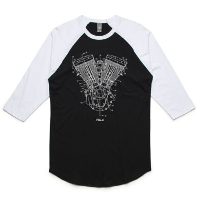 Van Diemens Motorcyles | 3/4 Raglan Tee | Patent Engine  Thumbnail
